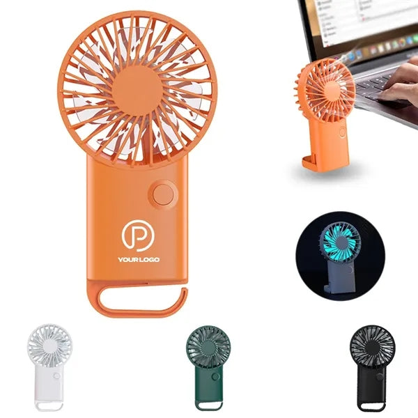 Portable handheld fan with foldable hook for travel office