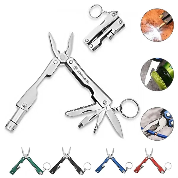 9-in-1 multitool pliers with pocket knife for camping hiking