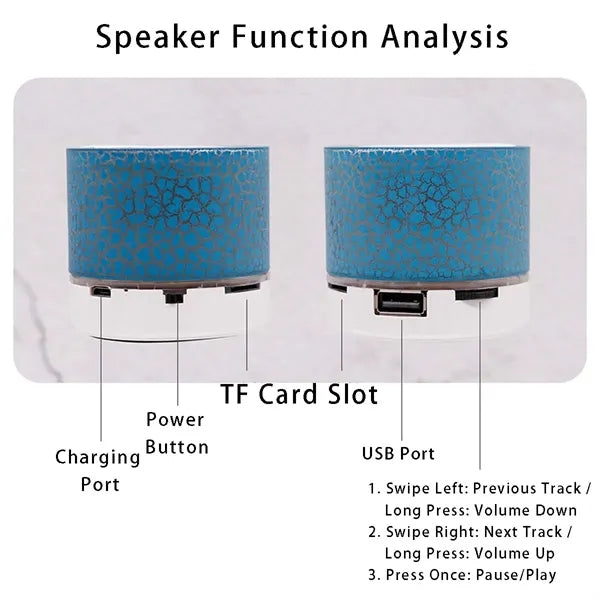 Portable mini bluetooth speaker with lights for home outdoor