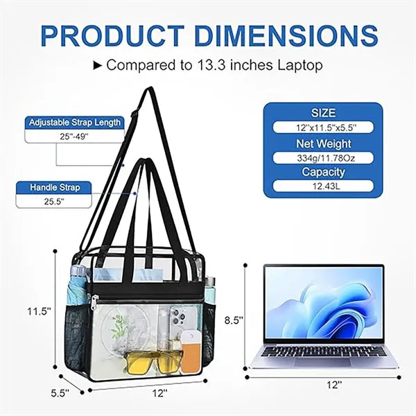 Travel Clear Tote Bag With Zipper
