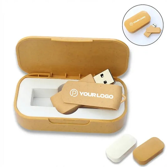 Eco-friendly portable wheat straw USB flash drive with 16GB