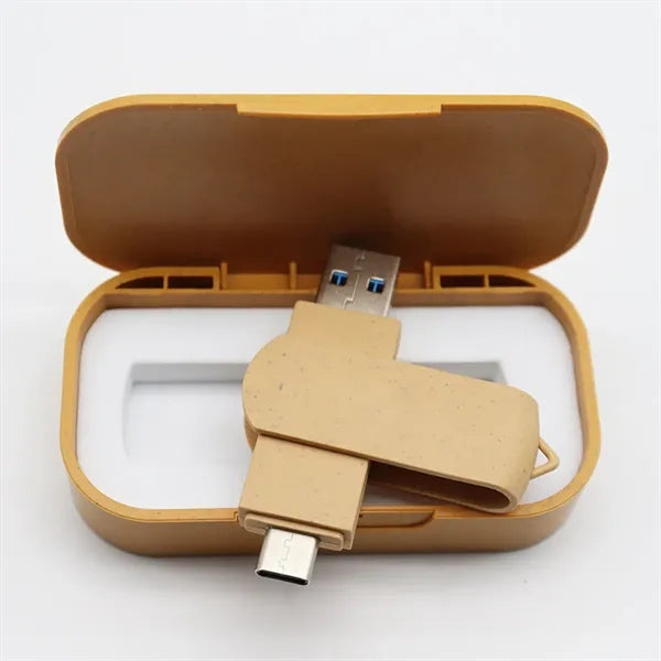 Eco-friendly portable wheat straw USB flash drive with 16GB