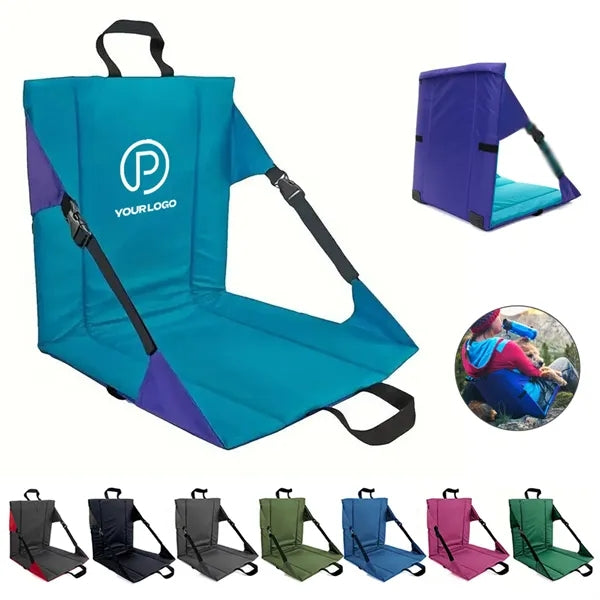 Folding seat cushion with backrest for stadium camping