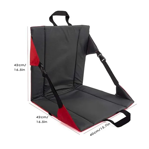 Folding seat cushion with backrest for stadium camping