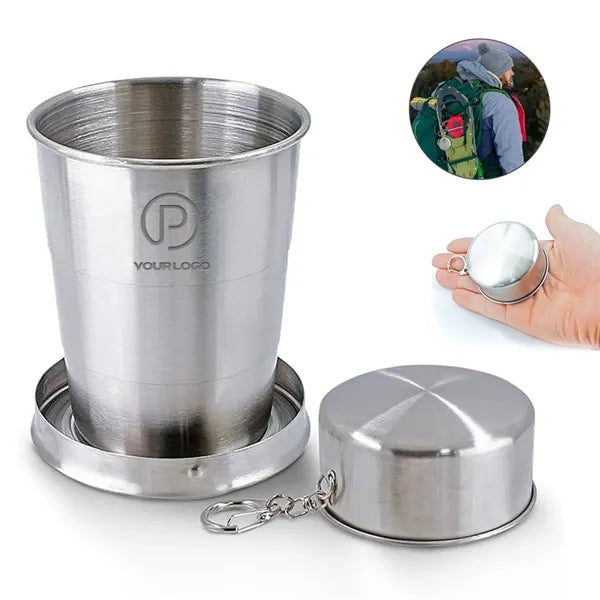 Portable stainless steel collapsible cups for travel camping