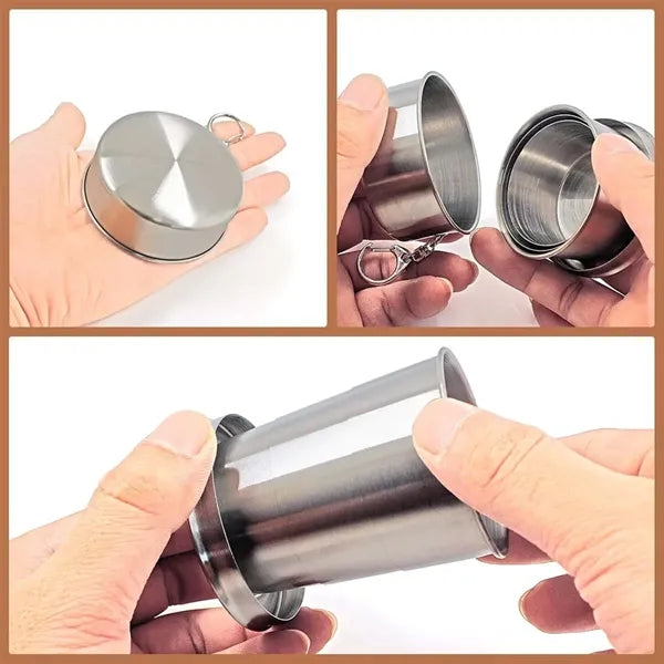 Portable stainless steel collapsible cups for travel camping