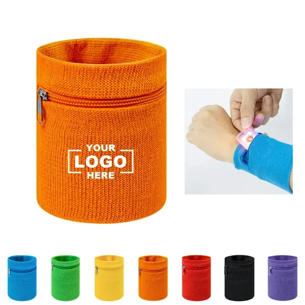 Flat Knit Wristband with Zipper Pocket