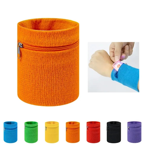 Flat Knit Wristband with Zipper Pocket