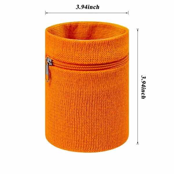 Flat Knit Wristband with Zipper Pocket