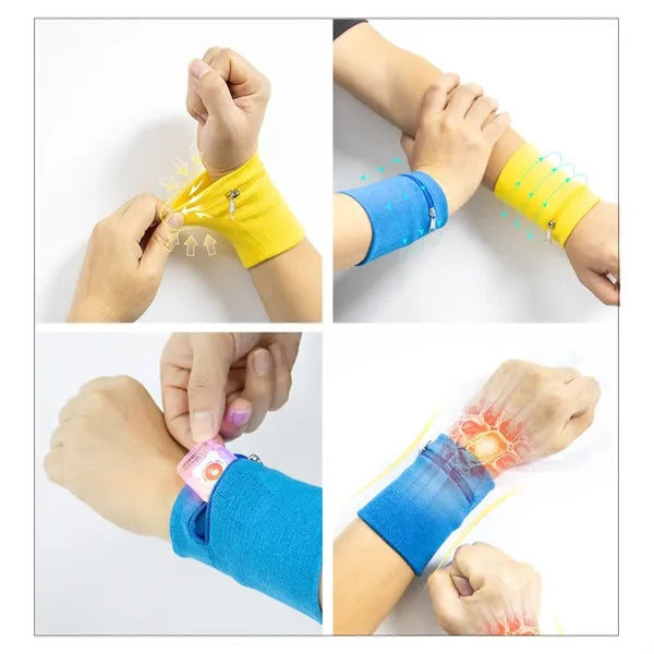 Flat Knit Wristband with Zipper Pocket