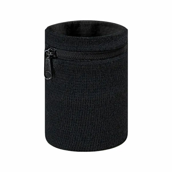 Flat Knit Wristband with Zipper Pocket