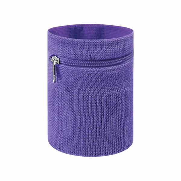 Flat Knit Wristband with Zipper Pocket
