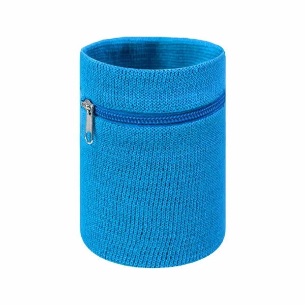 Flat Knit Wristband with Zipper Pocket