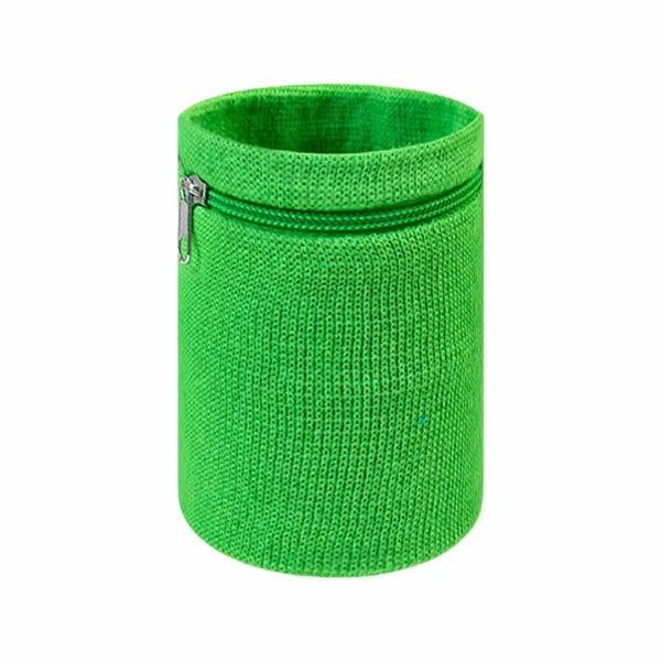 Flat Knit Wristband with Zipper Pocket
