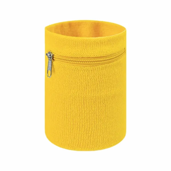 Flat Knit Wristband with Zipper Pocket