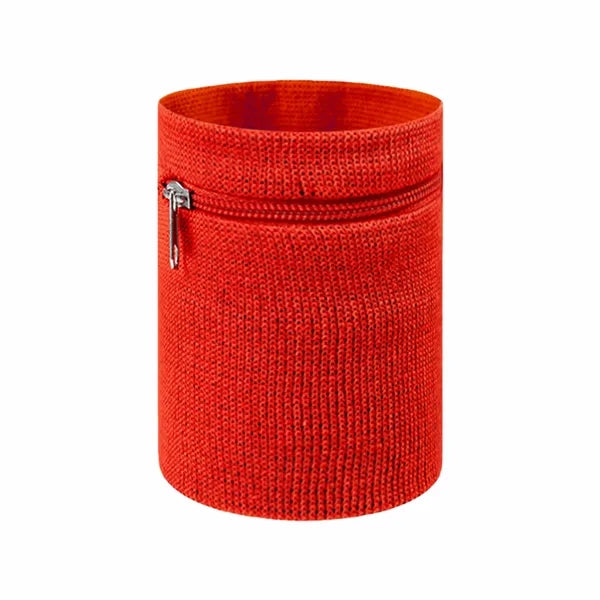 Flat Knit Wristband with Zipper Pocket