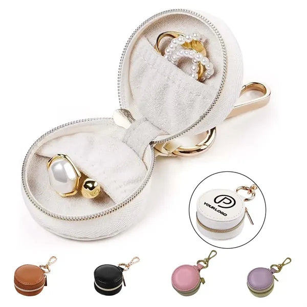 Ring holder box with keychain leather jewelry storage case