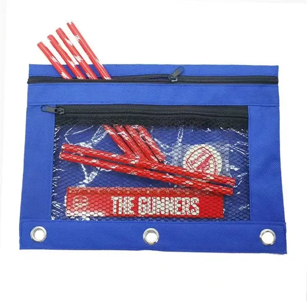 3-Ring Oxford Pencil Pouch With Clear Window