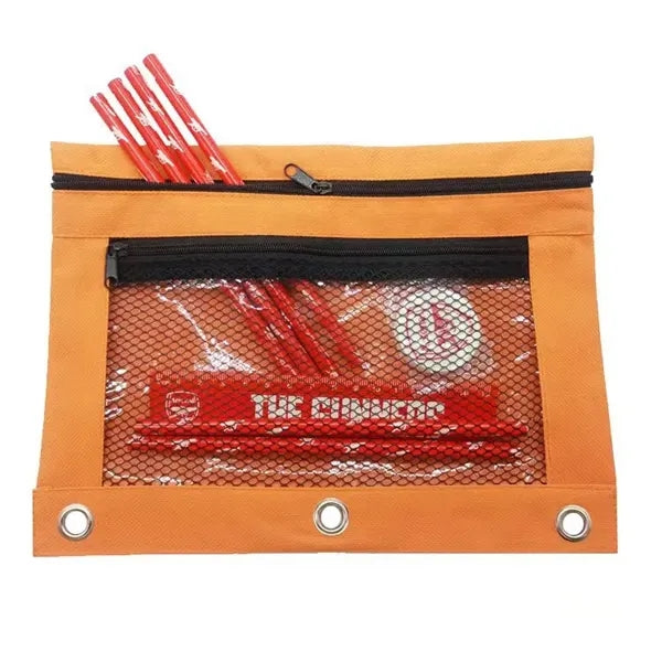 3-Ring Oxford Pencil Pouch With Clear Window