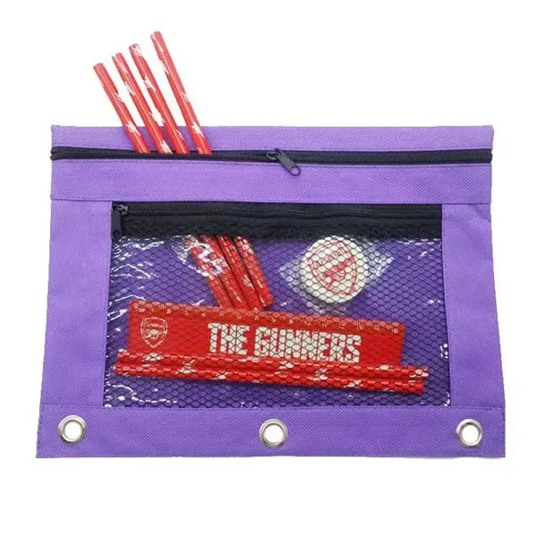 3-Ring Oxford Pencil Pouch With Clear Window