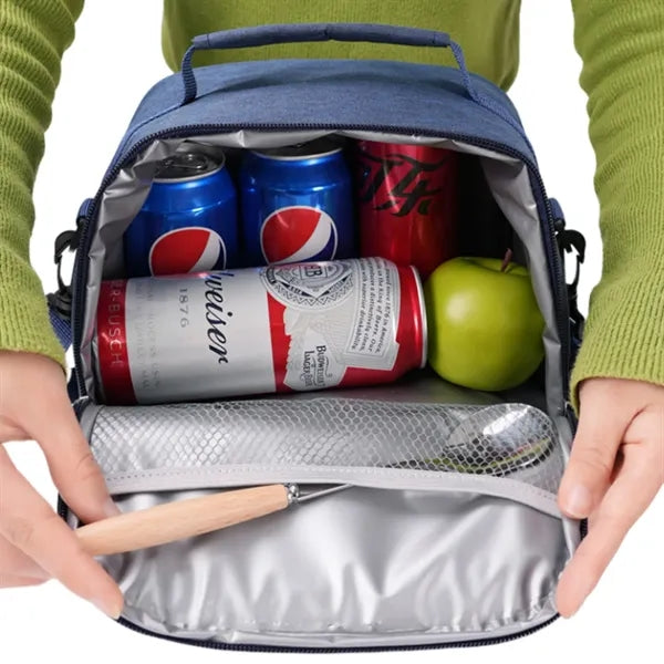 Dual Compartments Lunch Cooler Bag with Adjustable Shoulder
