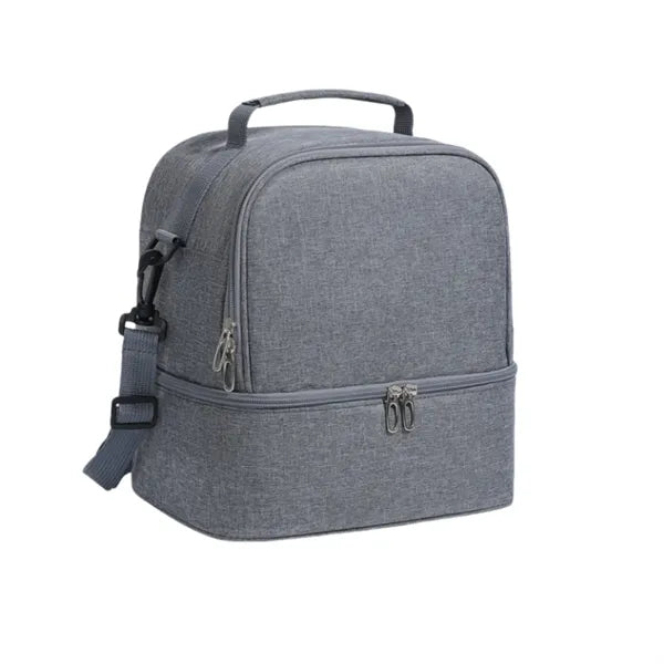 Dual Compartments Lunch Cooler Bag with Adjustable Shoulder