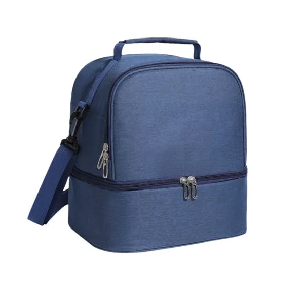 Dual Compartments Lunch Cooler Bag with Adjustable Shoulder
