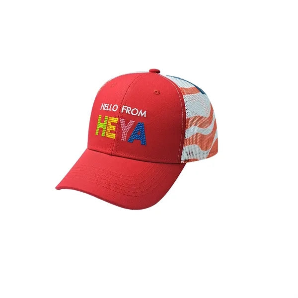 Heya custom made 6-Panel Patriotic American Flag Mesh Back