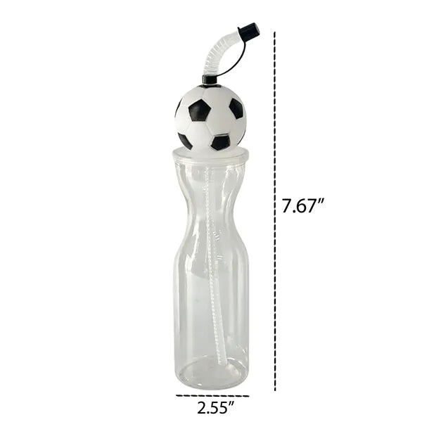 Soccer Ball Straw Transparent Water Bottle