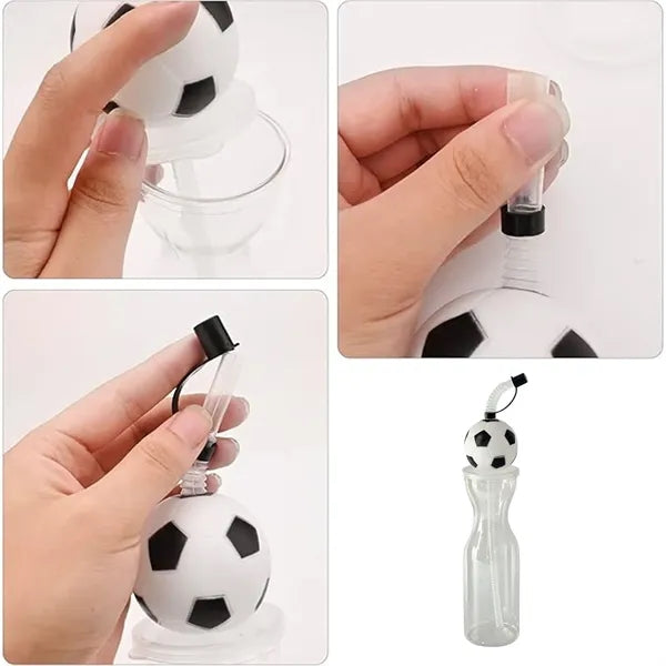 Soccer Ball Straw Transparent Water Bottle