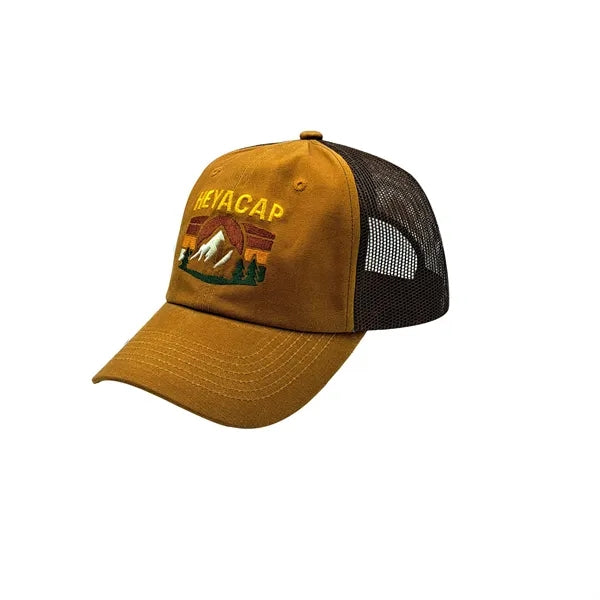 Heya custom made Retro Mountain Patch Mesh Back Trucker Hat