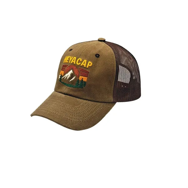 Heya custom made Retro Mountain Patch Mesh Back Trucker Hat