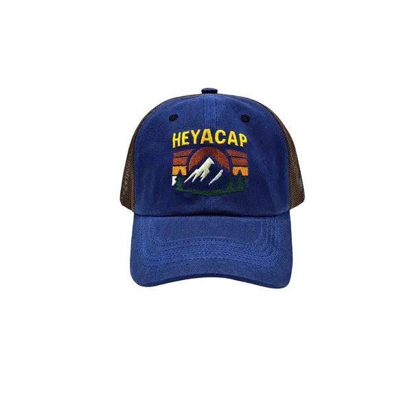 Heya custom made Retro Mountain Patch Mesh Back Trucker Hat