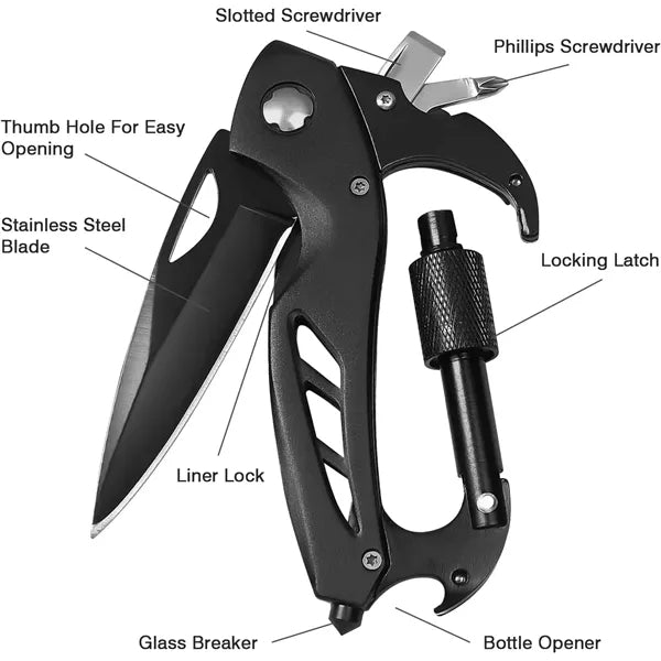Multitool Carabiner with Pocket Knife