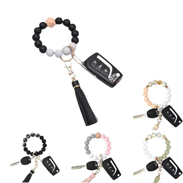 Silicone Beaded Bracelet Keychain