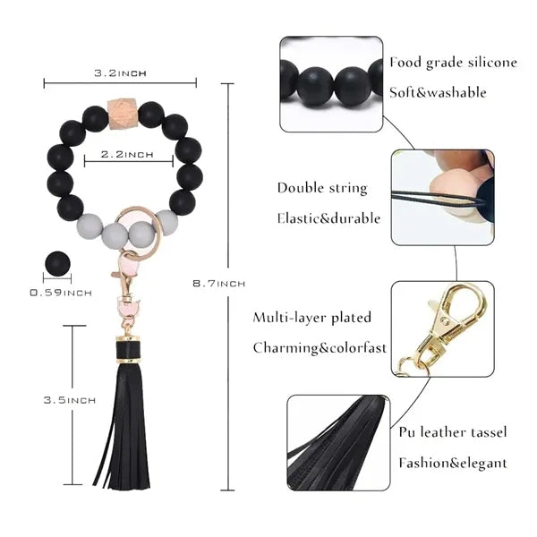 Silicone Beaded Bracelet Keychain