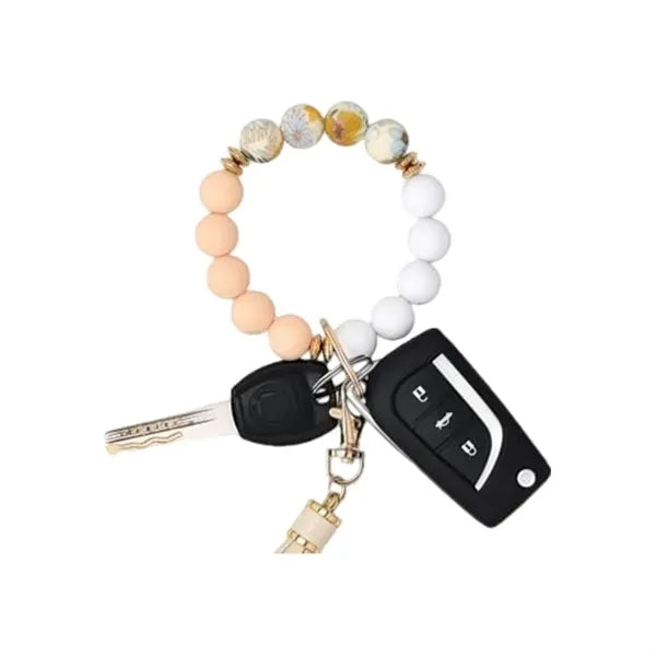 Silicone Beaded Bracelet Keychain