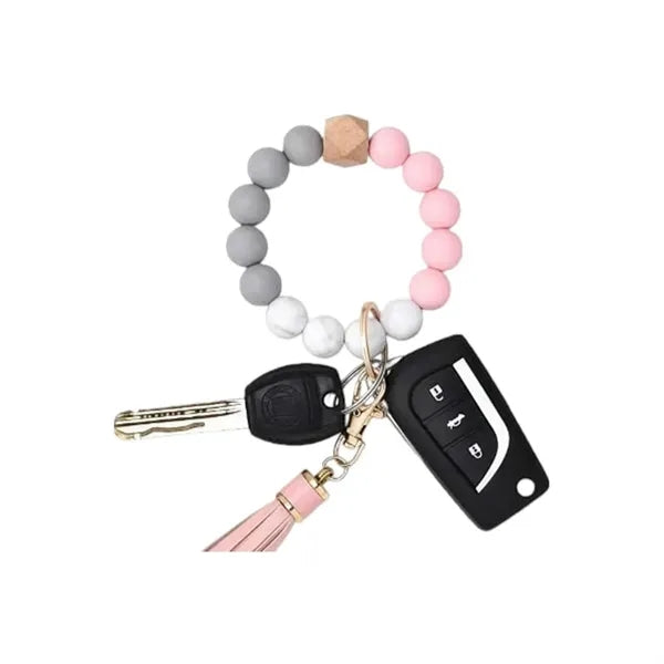 Silicone Beaded Bracelet Keychain