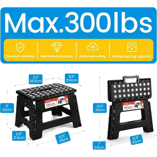 Portable Plastic Foldable Step Stool With Handle