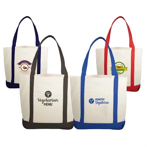 10 oz. Cotton Canvas Boat Tote Bags Front Pocket
