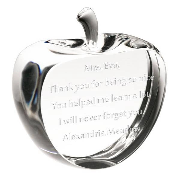 Engravable Crystal Apple Paperweight