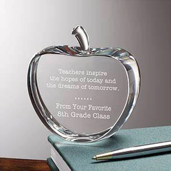 Engravable Crystal Apple Paperweight