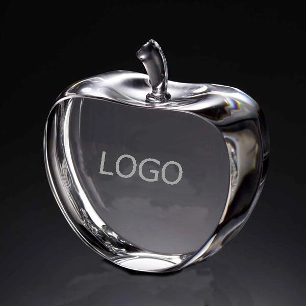 Engravable Crystal Apple Paperweight