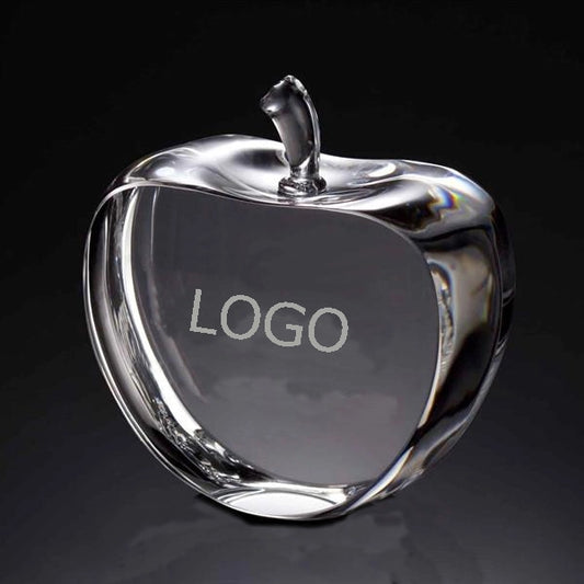 Engravable Crystal Apple Paperweight