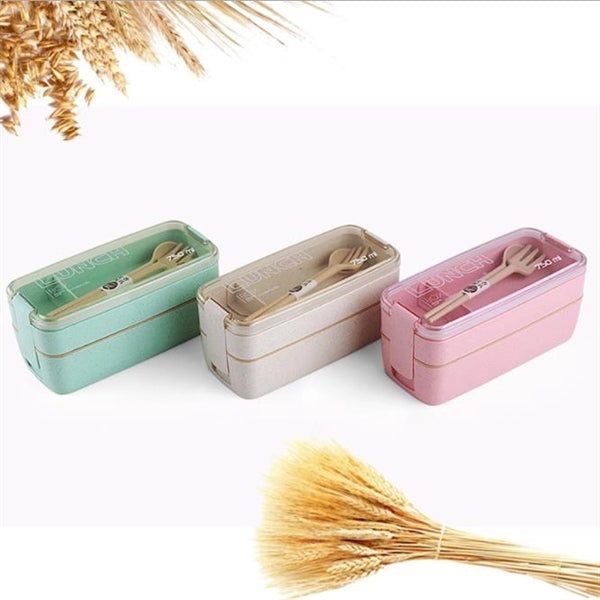 750ml 2-Tiers Wheat Straw Fiber Lunchbox