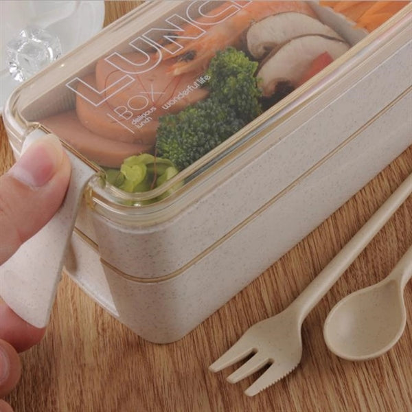 750ml 2-Tiers Wheat Straw Fiber Lunchbox