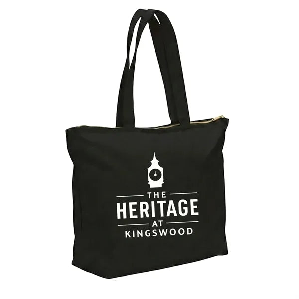 12 OZ Cotton Canvas Jumbo Zipper Tote Bag(20" x 15")