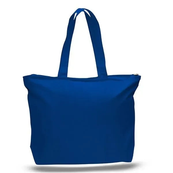 12 OZ Cotton Canvas Jumbo Zipper Tote Bag(20" x 15")
