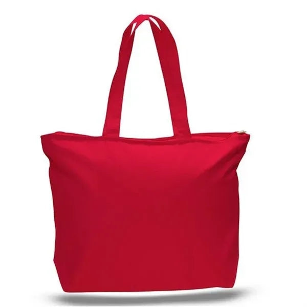 12 OZ Cotton Canvas Jumbo Zipper Tote Bag(20" x 15")