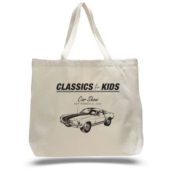 12 OZ Cotton Canvas Jumbo Zipper Tote Bag(20" x 15")